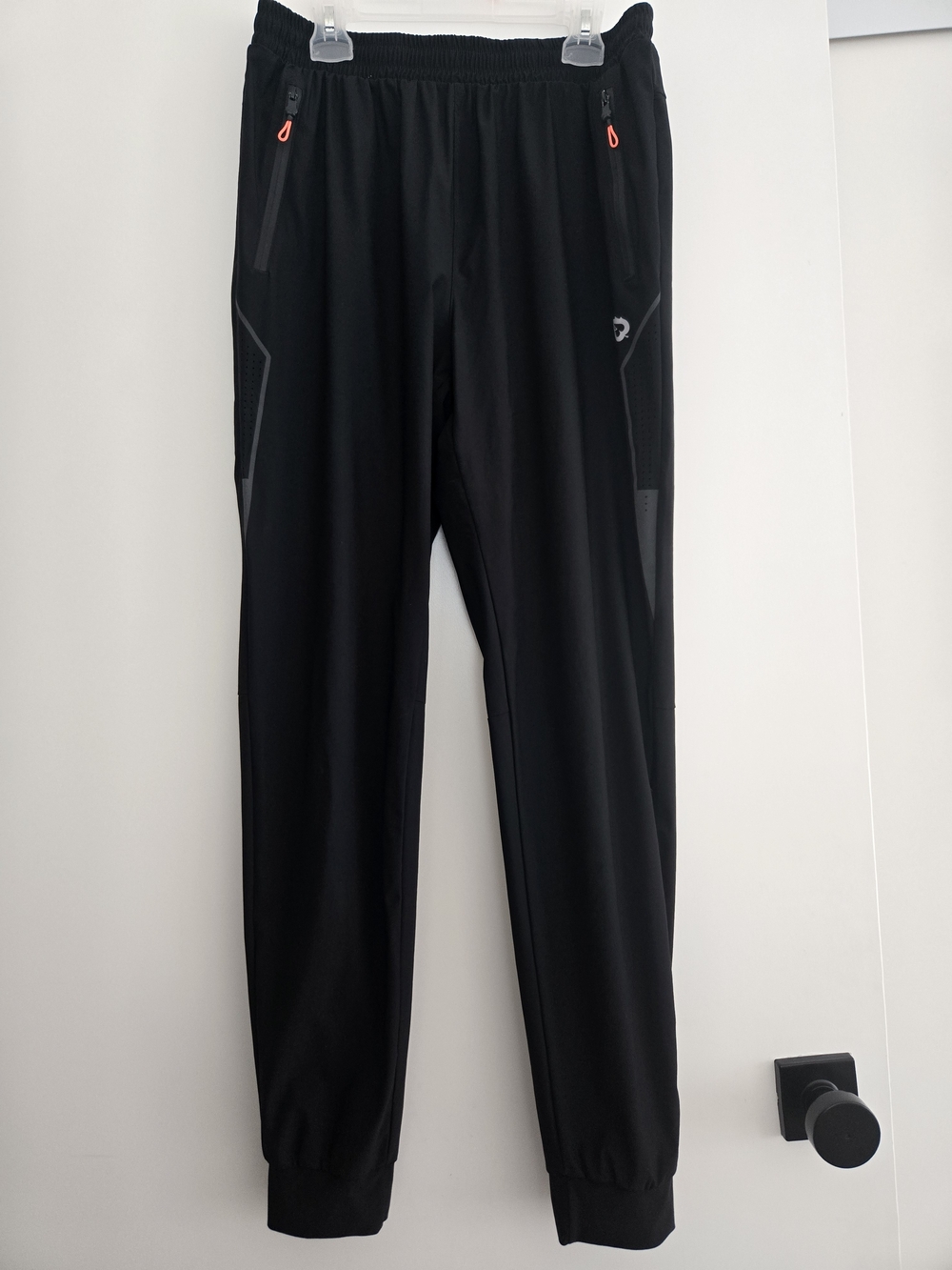 Women's Black Athletic Pants with Reflective Trim